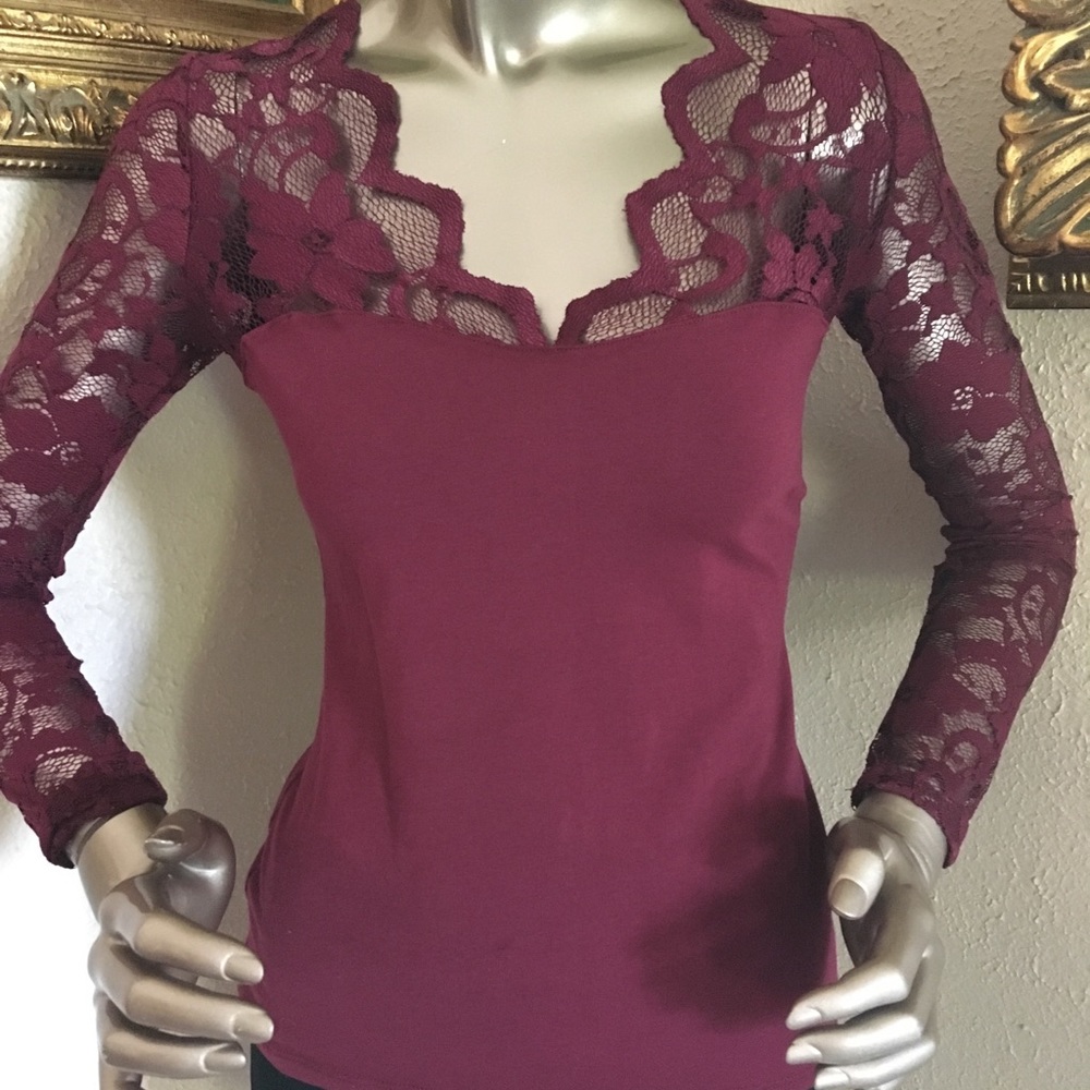 Beautiful burgundy lace top